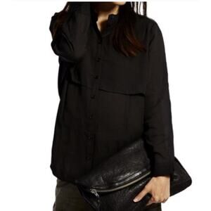 Loyal Hana Jenni XS Polyester Button Front Nursing Black Top